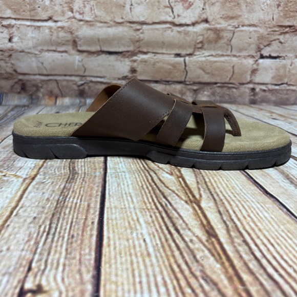 Vintage Cherokee Leather Strappy Thong Sandal 8.5 M Brown Retro Made in Italy - Picture 5 of 12